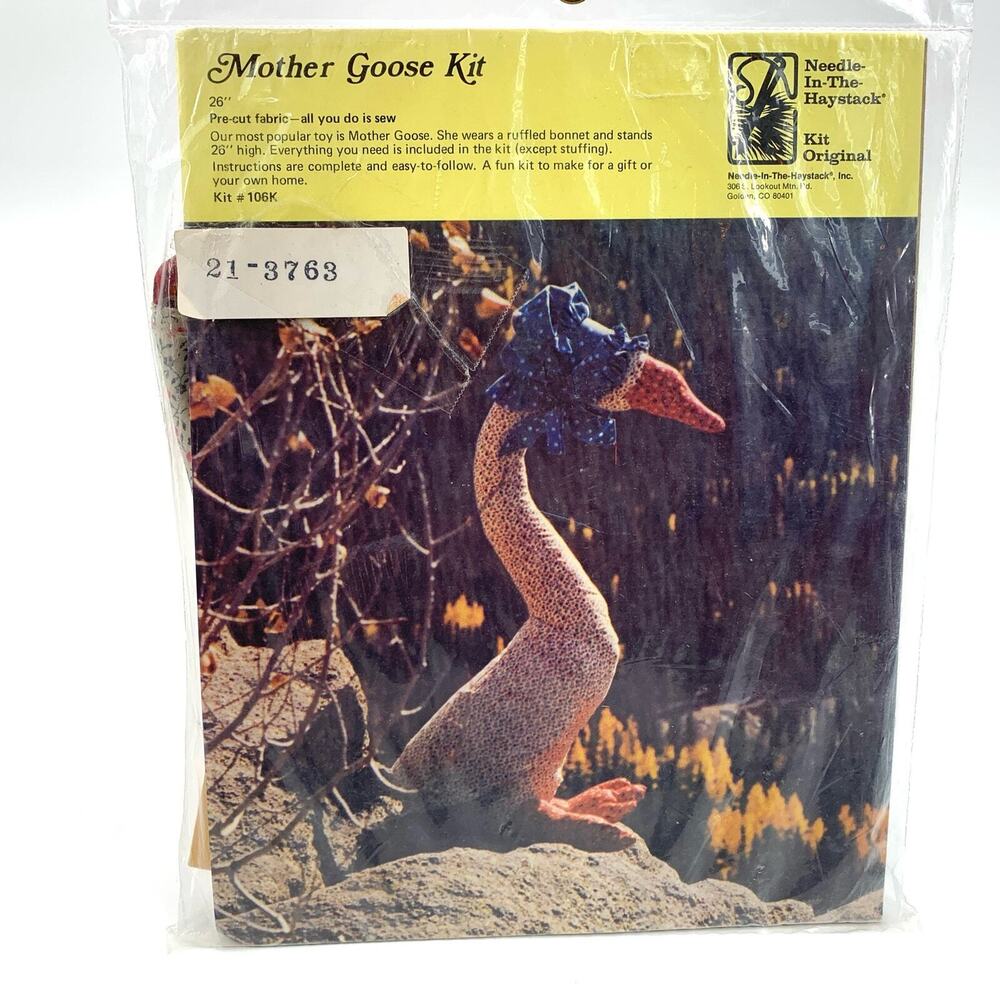 Needle Haystack VTG 80s Mother Goose Kit 26 Inch Stuffed Animal Precut Fabric